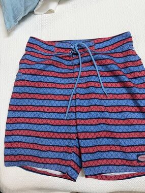Vineyard Vines Blue & Red Striped Hybrid Swim Trunks